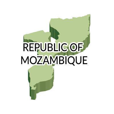 モザンビーク共和国無料フリーイラスト｜英語・立体(緑)